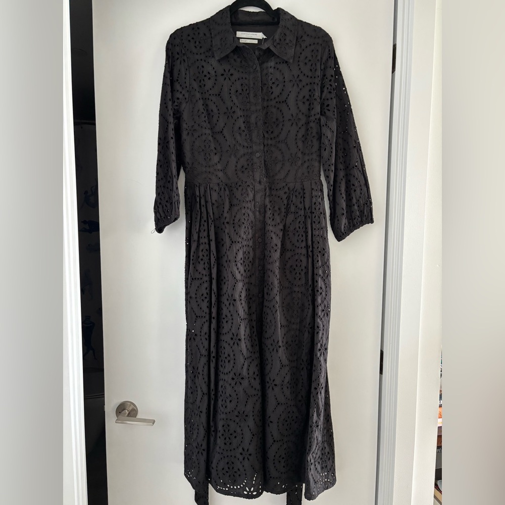 Contemporaine Black Eyelet Maxi Dress